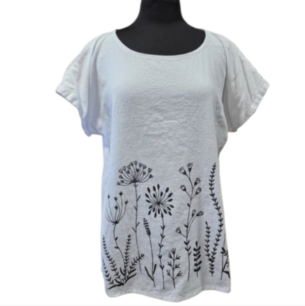 Cotton Made Casual By Humans Medium Lagenlook Boho Tunic Floral Top